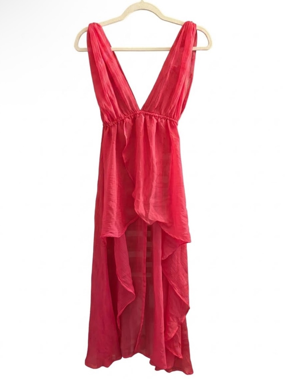 Y2K SOL & MER FAIRY LONG FLOWY SHIRT DRESS TUNIC HOT PINK